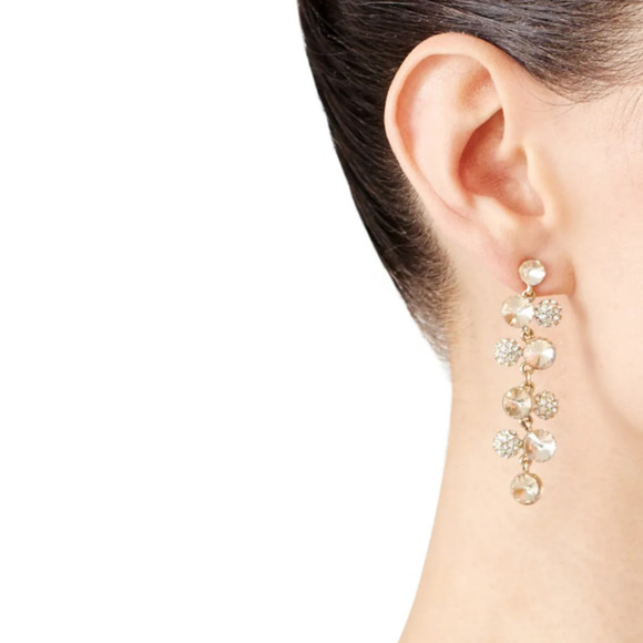 Slate & Willow Drop Earring Crystal Pave Circle Gold Plate Wedding Bridal Dangle - Picture 2 of 5